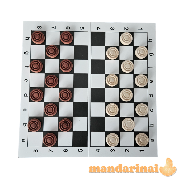 Šaškės medinės su kartonine lenta