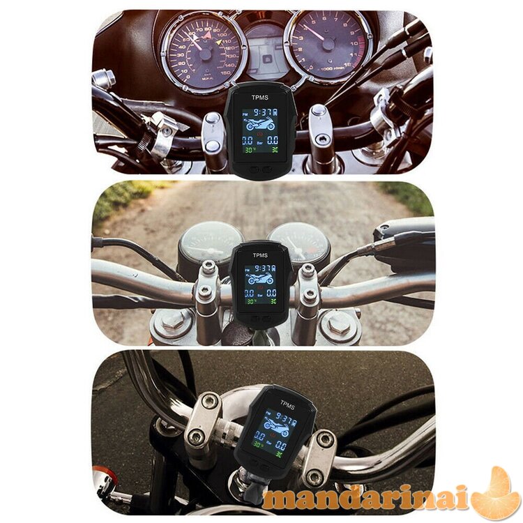 Motociklo padangų slėgio-temperatūros sekimo sistema