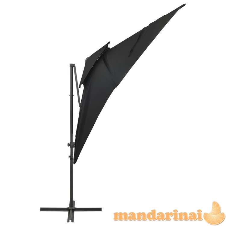 Gembinis skėtis su dvigubu viršumi, juodos spalvos, 250x250cm
