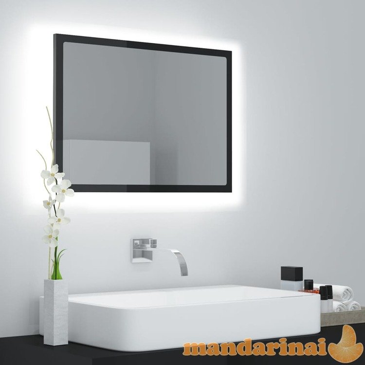 Vonios veidrodis su led apšvietimu, pilkas, 60x8,5x37cm, mdp