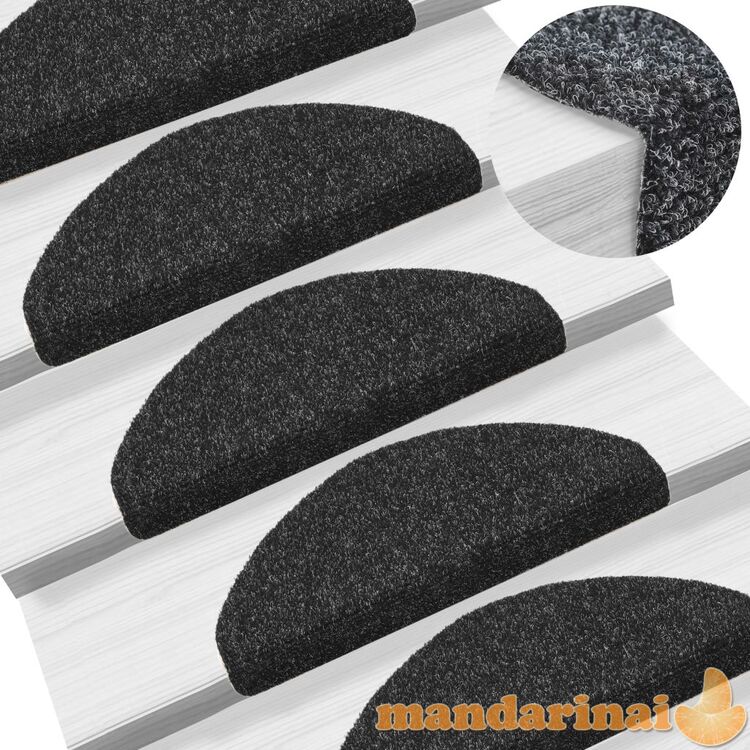 Lipnūs laiptų kilimėliai, 15 vnt., 65x21x4 cm, juodos spalvos