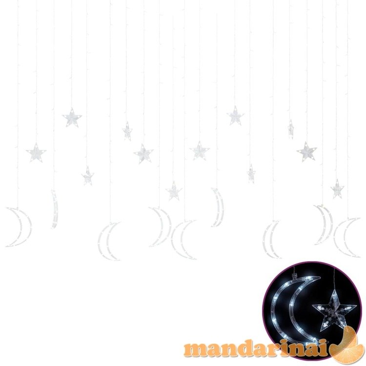 Girlianda žvaigždės ir mėnuliai, 345 šaltos baltos led lemputės