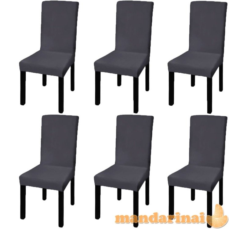 Tiesūs įtempiami kėdžių užvalkalai, 6vnt., antracito spalvos