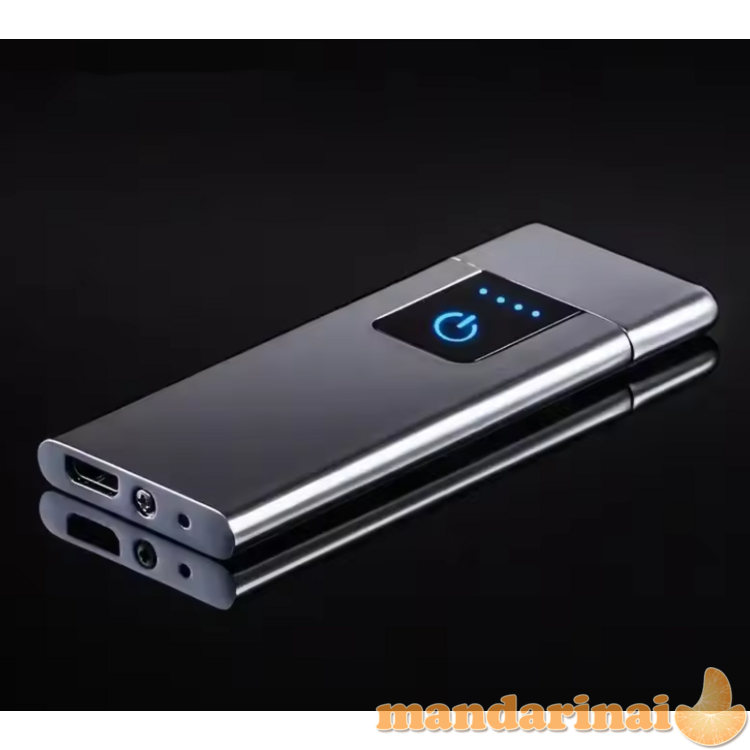 Itin plonas, vėjui atsparus, liepsnos neturintis volframo ritės žiebtuvėlis, USB įkrovimo pirštų atspaudų indukcinis žiebtuvėlis