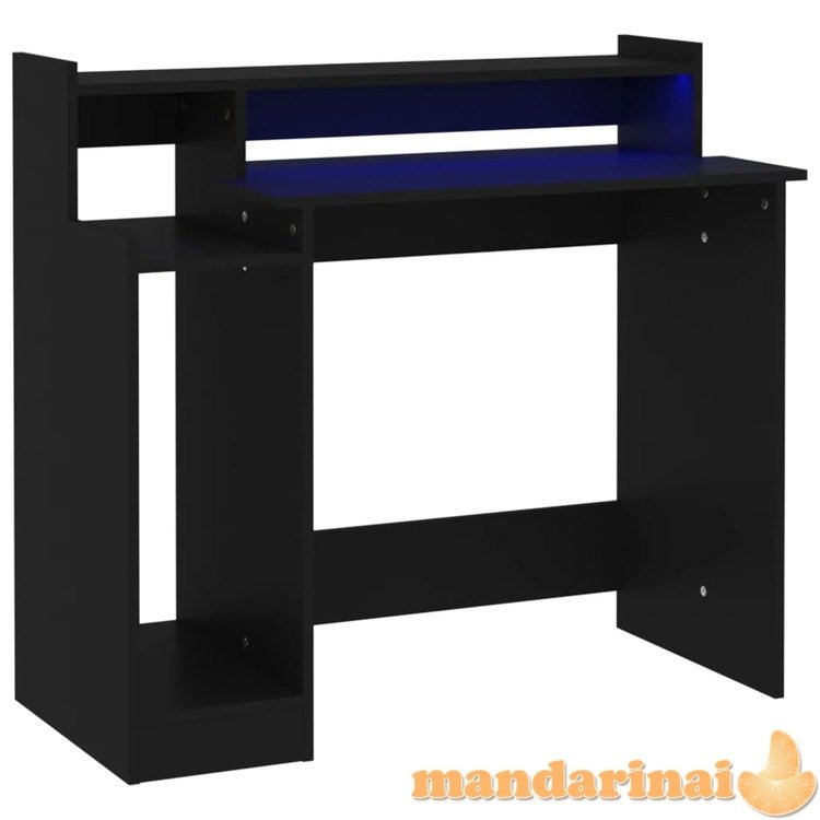 Rašomasis stalas su led apšvietimu, juodas, 97x45x90cm, mediena