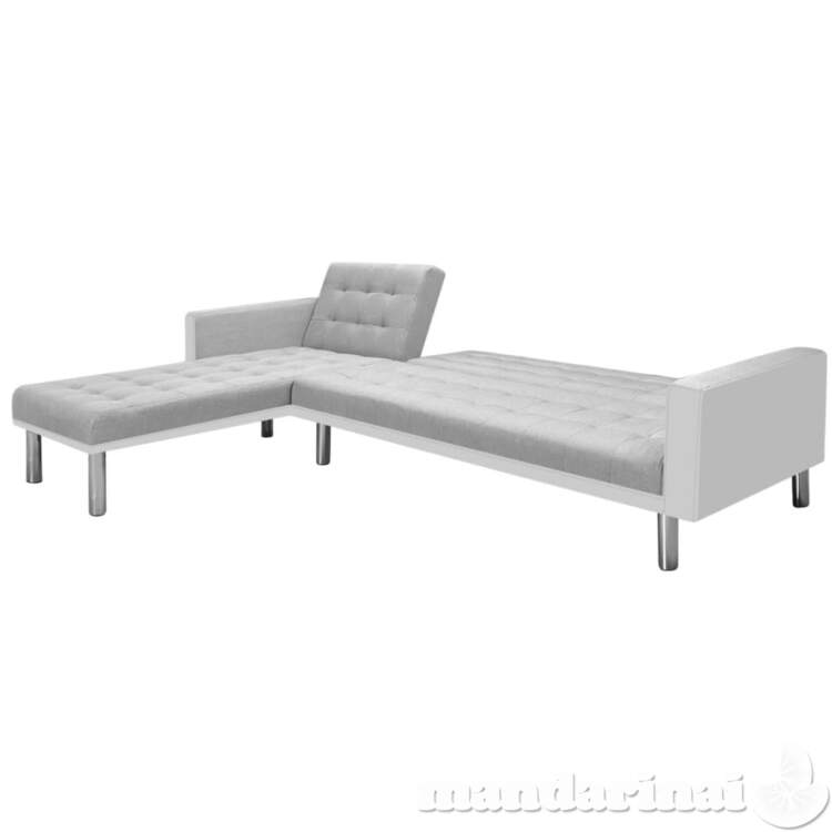 Kampinė sofa lova, 218x155x69 cm, baltos ir pilkos spalvos