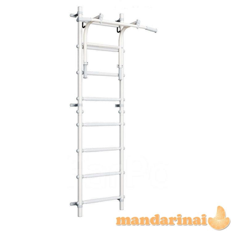 Sporto kompleksas (gimnastikos sienelė) su skersiniu 2in1 SANRO S11 Pastel balta-pilka, 211x49cm