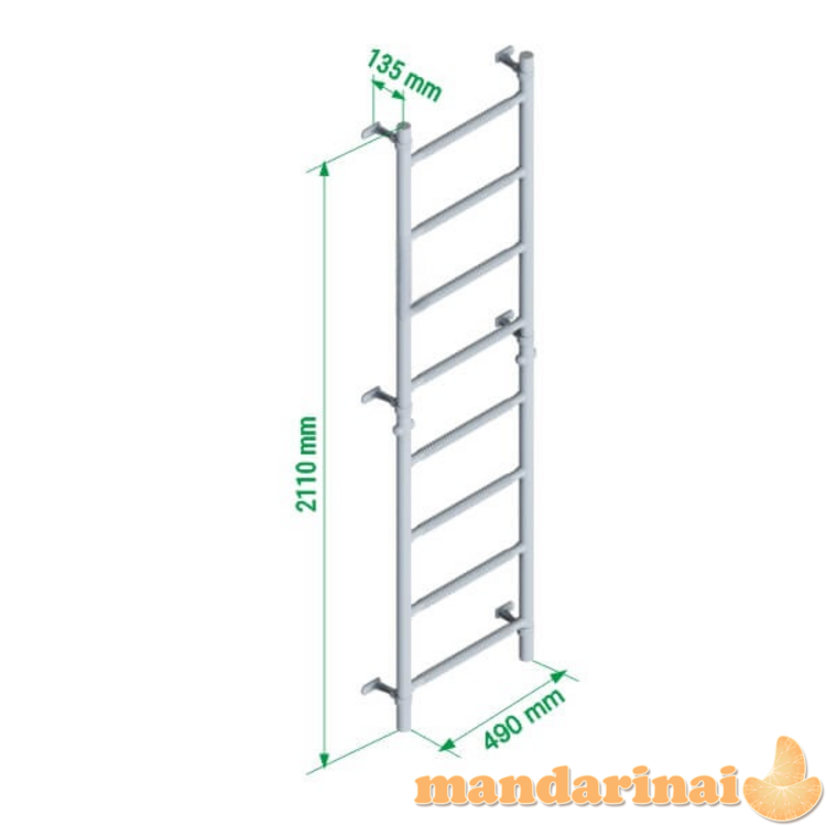 Sporto kompleksas (gimnastikos sienelė) su skersiniu 2in1 SANRO S11 Pastel balta-pilka, 211x49cm