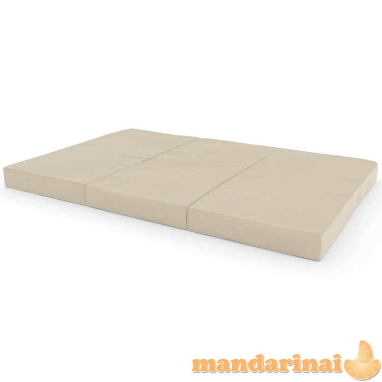 Sulankstomas gimnastikos čiužinys SANRO 150x100x10 cm kreminis (3 dalių)