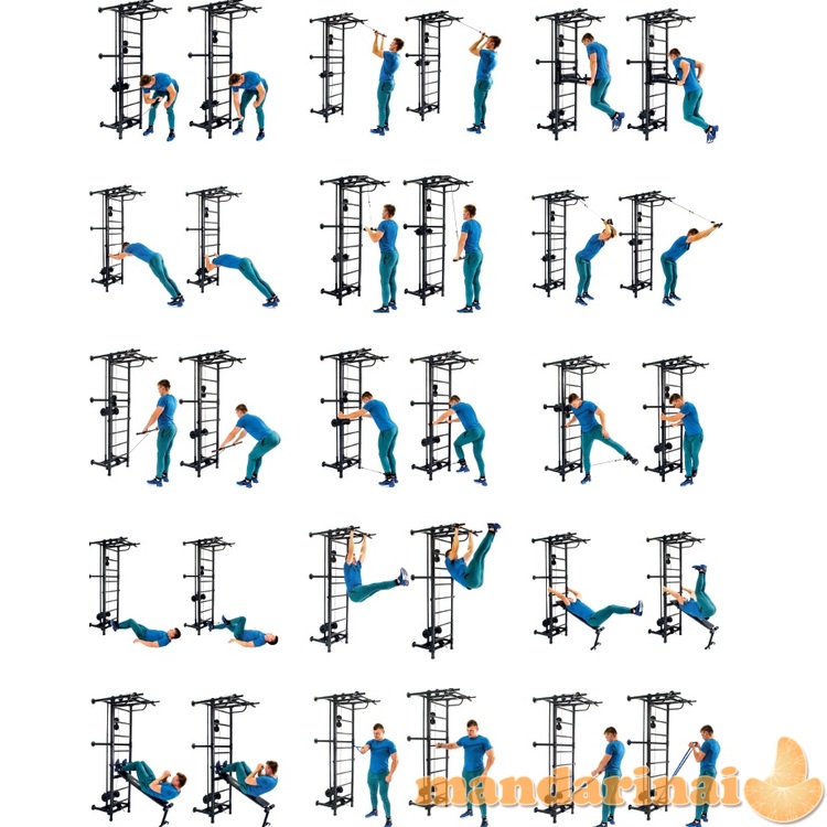 Sporto kompleksas-jėgos treniruoklis KRAFT SystemLight 3in1 FLEXTER juodas, 247x68,5cm 6