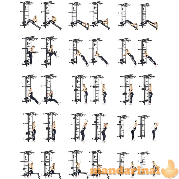 Sporto kompleksas-jėgos treniruoklis KRAFT SystemLight 3in1 FLEXTER juodas, 247x68,5cm 10
