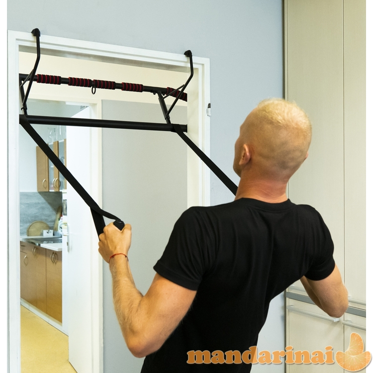 Durų staktos skersinis su treniruočių diržais inSPORTline HR5003 70&ndash;92cm (iki 200kg)