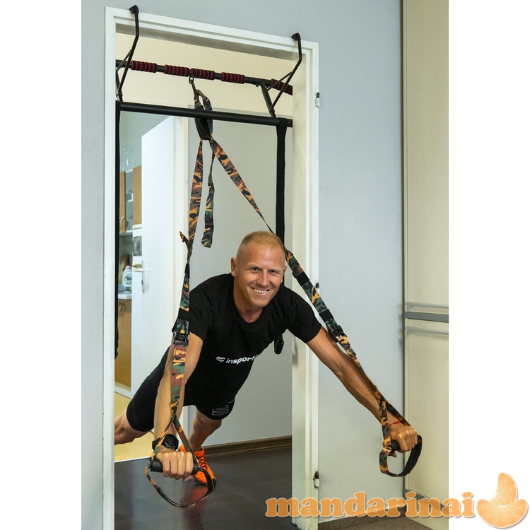 Durų staktos skersinis su treniruočių diržais inSPORTline HR5003 70&ndash;92cm (iki 200kg)