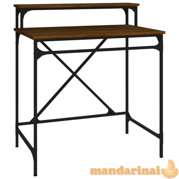 Rašomasis stalas, rudas ąžuolo, 80x50x90cm, mediena ir geležis