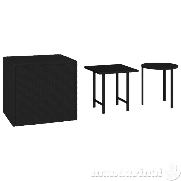 Šoniniai staliukai, 3vnt., juodos spalvos, poliratanas