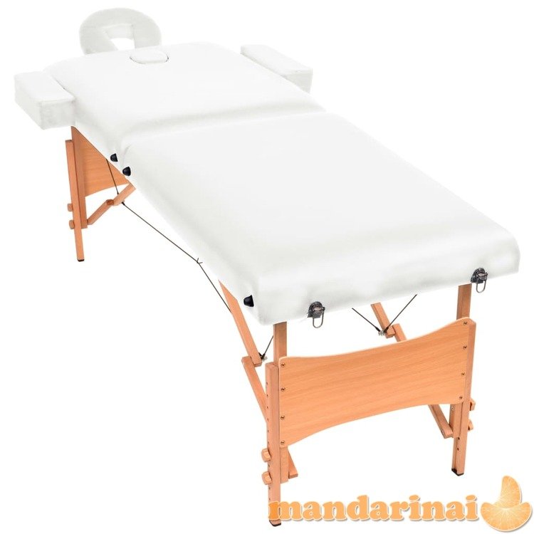 Sulankstomas masažo stalas, baltas, 2 zonų, 10cm storio