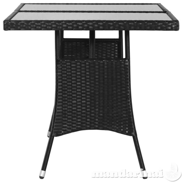 Sodo stalas, juodas, 140x80x74cm, poliratanas