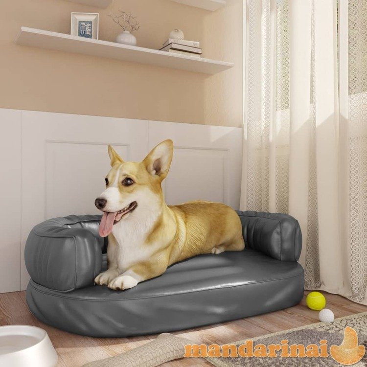 Ergonomiška lova šunims, pilkos spalvos, 60x42cm, dirbtinė oda