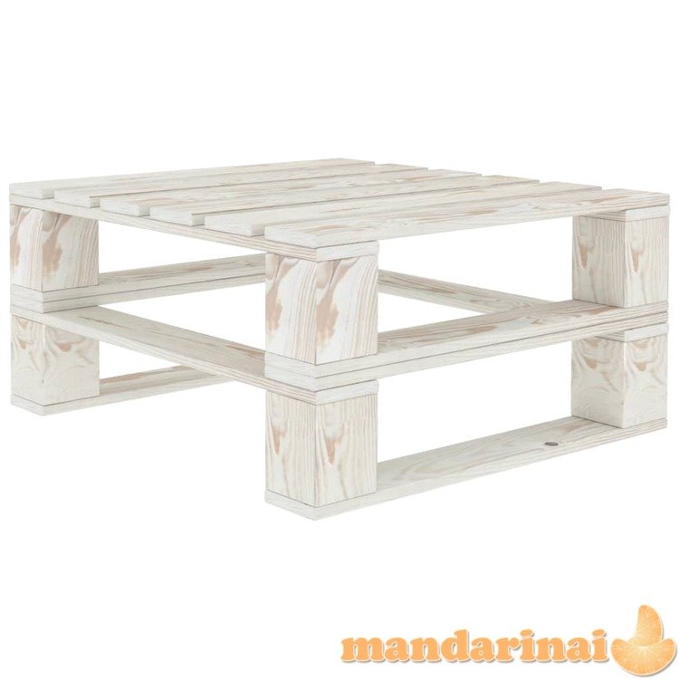 Sodo stalas iš palečių, baltos spalvos, mediena