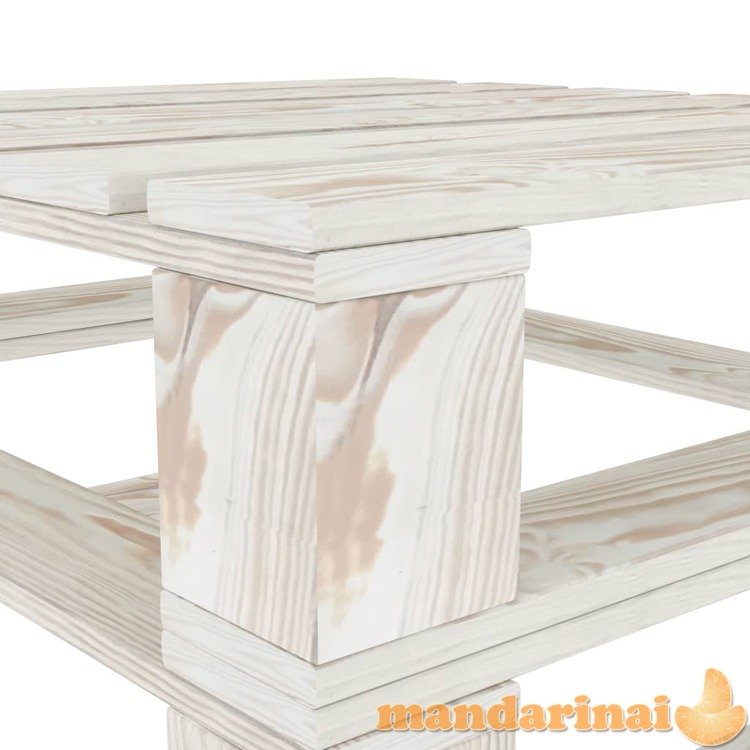 Sodo stalas iš palečių, baltos spalvos, mediena