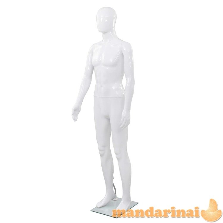 Vyriškas manekenas, stiklo pagr., blizgus baltas, 185cm