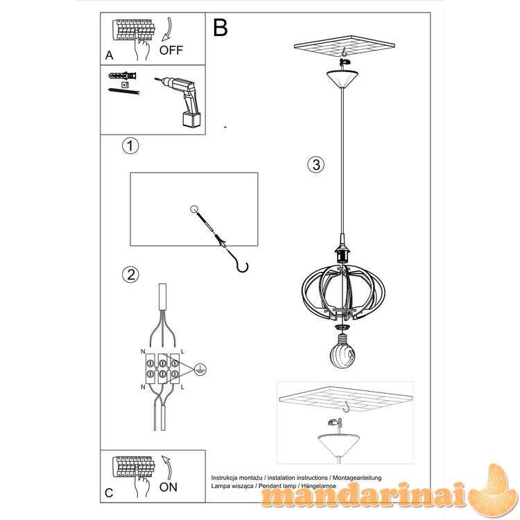 Pakabinama lemputė mandelino natūrali mediena