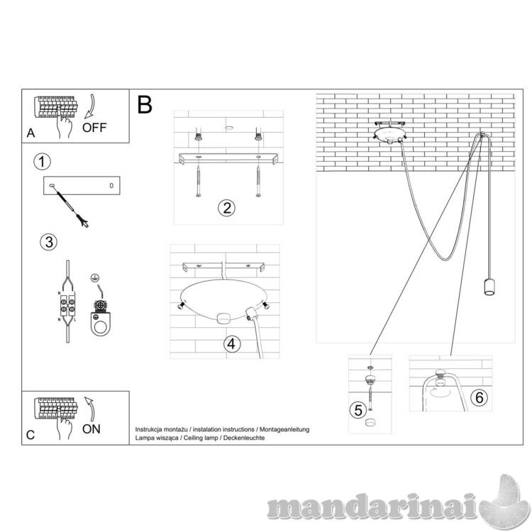 Pakabinama lempa Edisonas 1 juodas 4