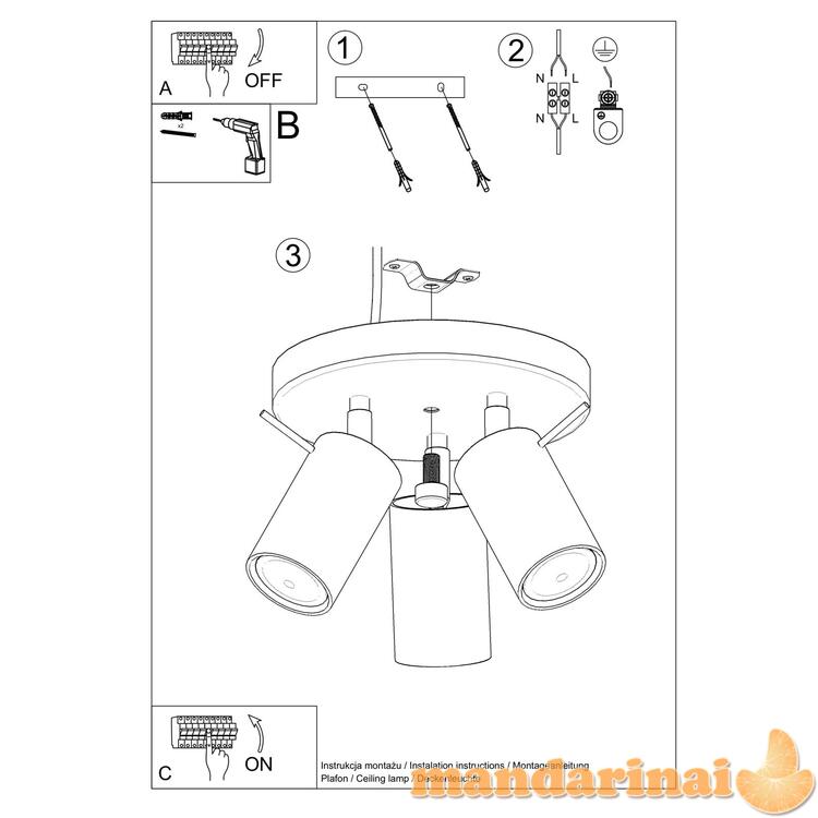 Šviestuvas žiedas 3p baltas