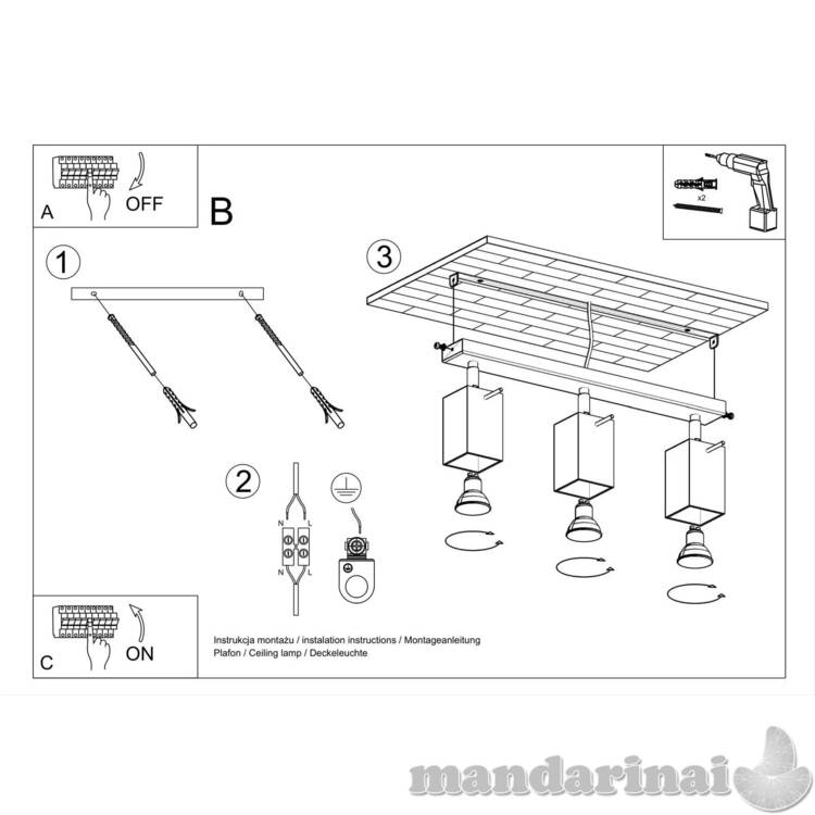 Šviestuvas MERIDA 3 pilkos spalvos 4