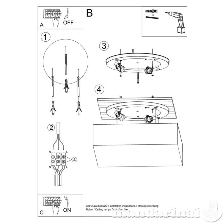 Lubinis šviestuvas horo 45 baltas 5