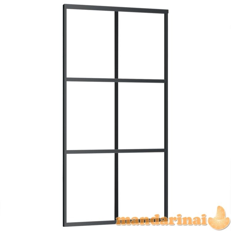 Stumdomos durys, juodos, 102x205cm, esg stiklas ir aliuminis