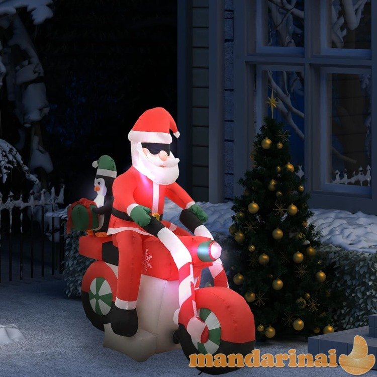 Pripučiamas kalėdų senelis ant motociklo, led, ip44, 160cm