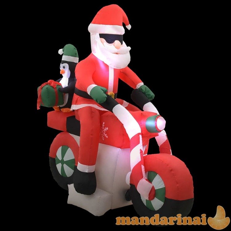 Pripučiamas kalėdų senelis ant motociklo, led, ip44, 160cm