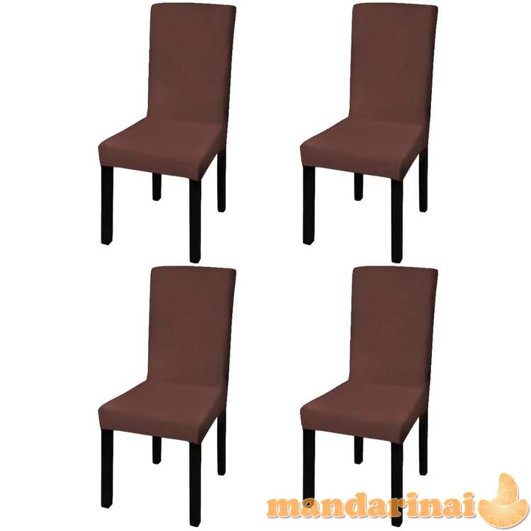 Tiesūs įtempiami kėdžių užvalkalai, 4vnt., rudos spalvos