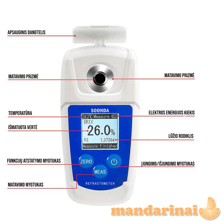 Skaitmeninis refraktometras cukringumui matuoti