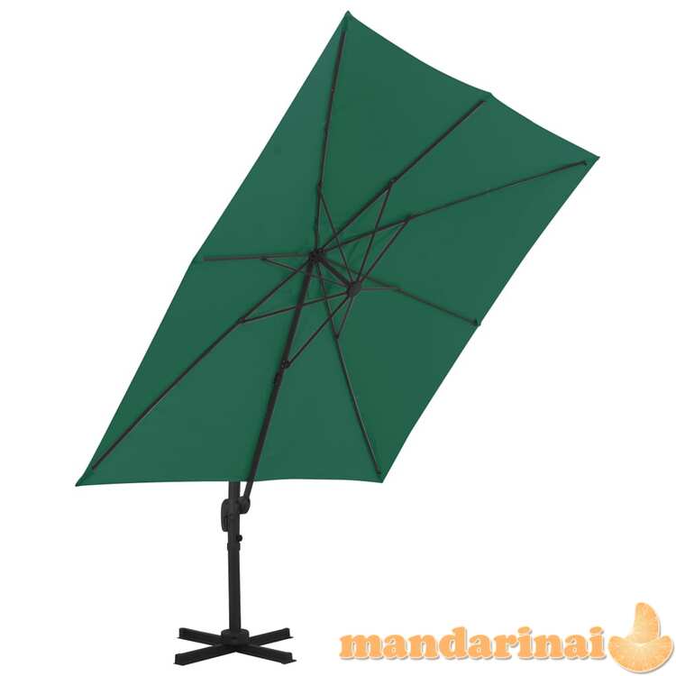 Gembės formos skėtis su aliuminiu stulpu, žalias, 300x300cm