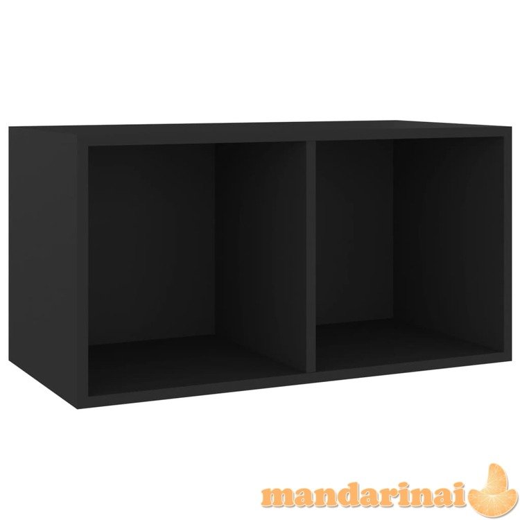 Dėžė vinilinėms plokštelėms, juoda, 71x34x36cm, mediena