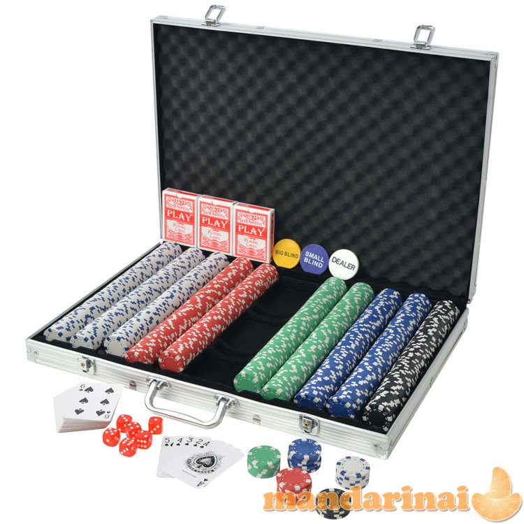 Pokerio rinkinys su 1000 žetonų, aliuminis