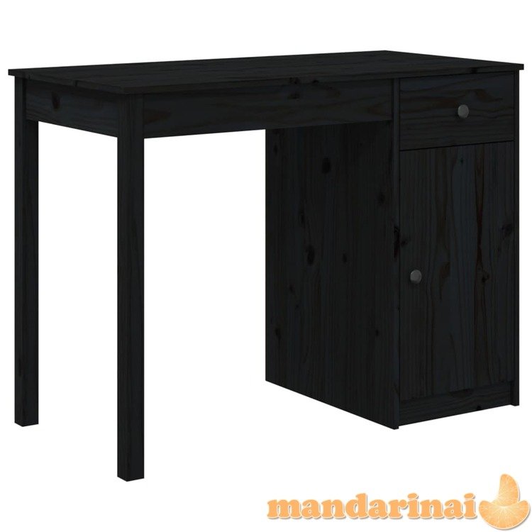 Rašomasis stalas, juodas, 100x50x75cm, pušies medienos masyvas