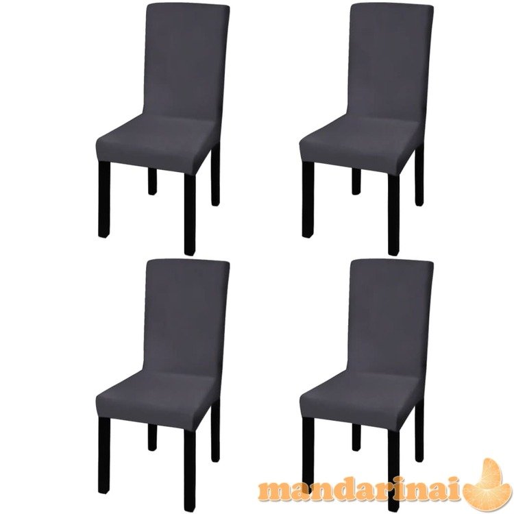 Tiesūs įtempiami kėdžių užvalkalai, 4vnt., antracito spalvos