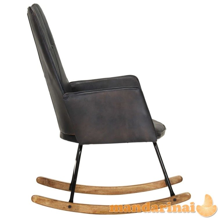 Supama kėdė, pilkos spalvos, tikra oda