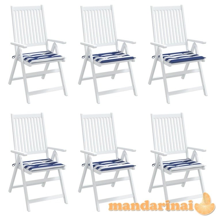 Kėdės pagalvėlės, 6vnt., mėlynos/baltos, 50x50x3cm, audinys