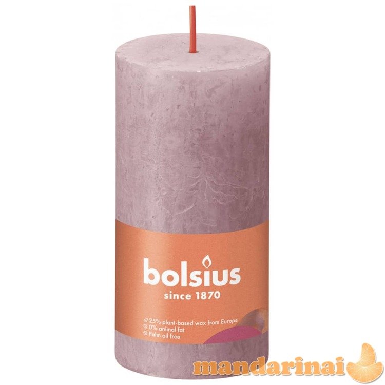 Bolsius Žvakės shine, 8vnt., pelenų rožinės, 100x50mm, cilindro formos