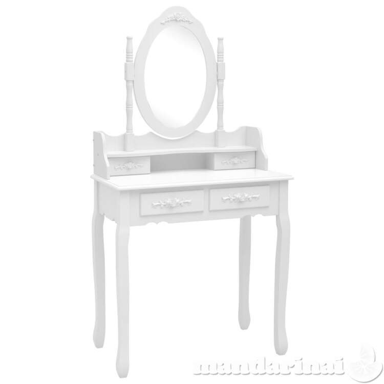 Kosmetinio staliuko rinkinys, baltas, 75x69x140cm, paulovnija