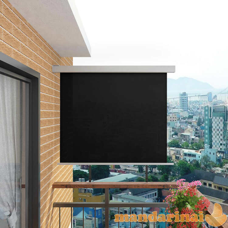 Šoninė balkono markizė, juoda, daugiafunkcinė, 150x200cm