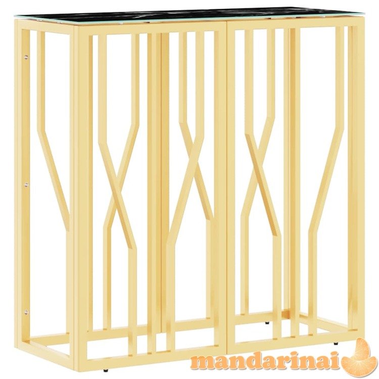 Konsolinis staliukas, auksinis, 70x30x70cm, plienas ir stiklas