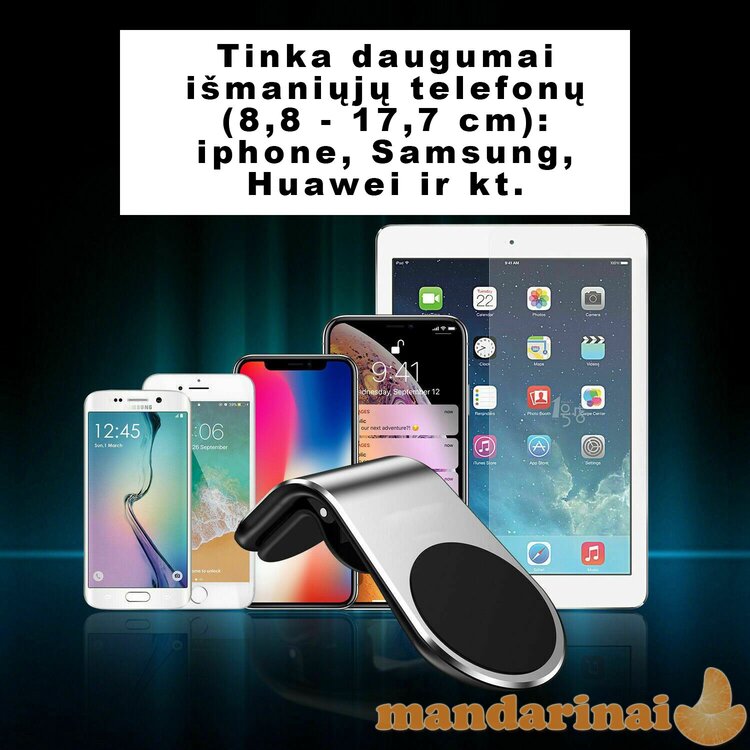 Prie automobilio grotelių tvirtinamas magnetinis telefono laikiklis