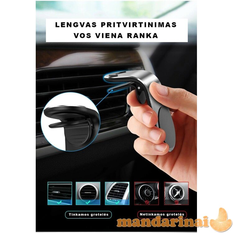 Prie automobilio grotelių tvirtinamas magnetinis telefono laikiklis