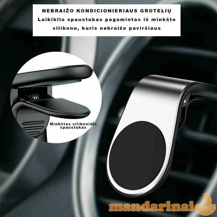 Prie automobilio grotelių tvirtinamas magnetinis telefono laikiklis