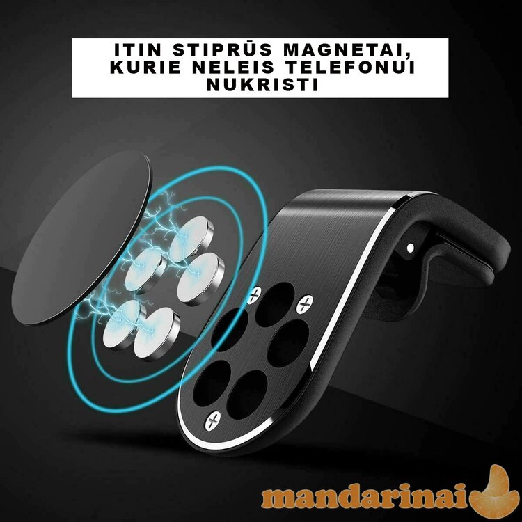 Prie automobilio grotelių tvirtinamas magnetinis telefono laikiklis